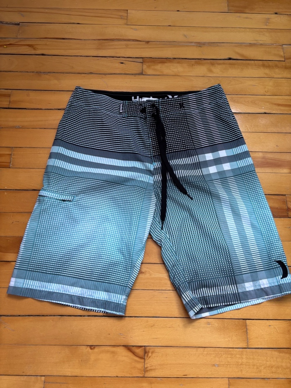 Hurley Teal & Black Patterned Men's Swim Board Shorts